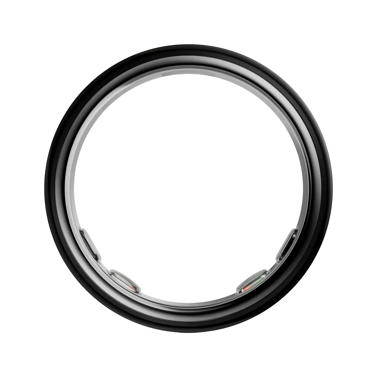 L'Oura Ring 5 en finition Black vue de profil, ses capteurs alignés sur la face intérieure